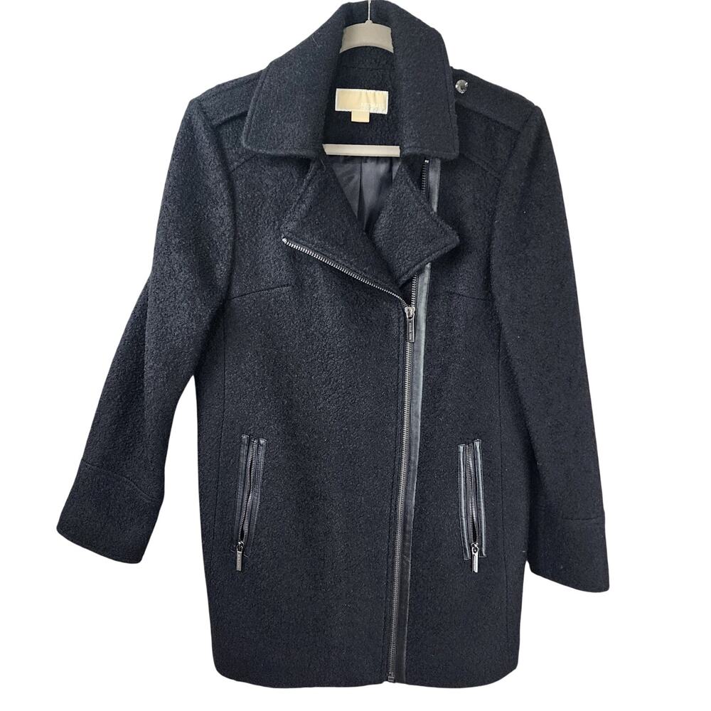 Michael Kors Women Winter Coat Size 10 Wool Blend Black Zippered